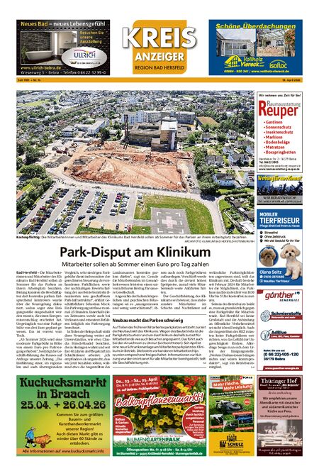 Kreisanzeiger vom 18.04.2026