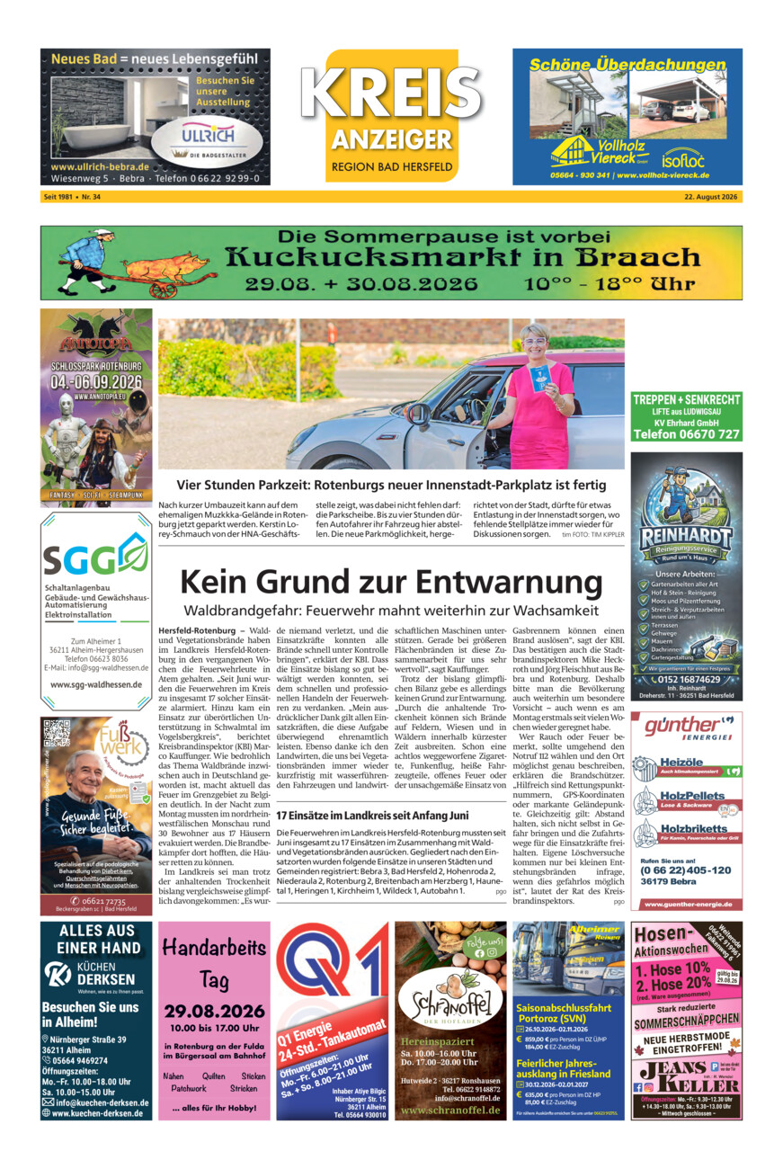 Kreisanzeiger 34-25 vom Samstag, 22.08.2026