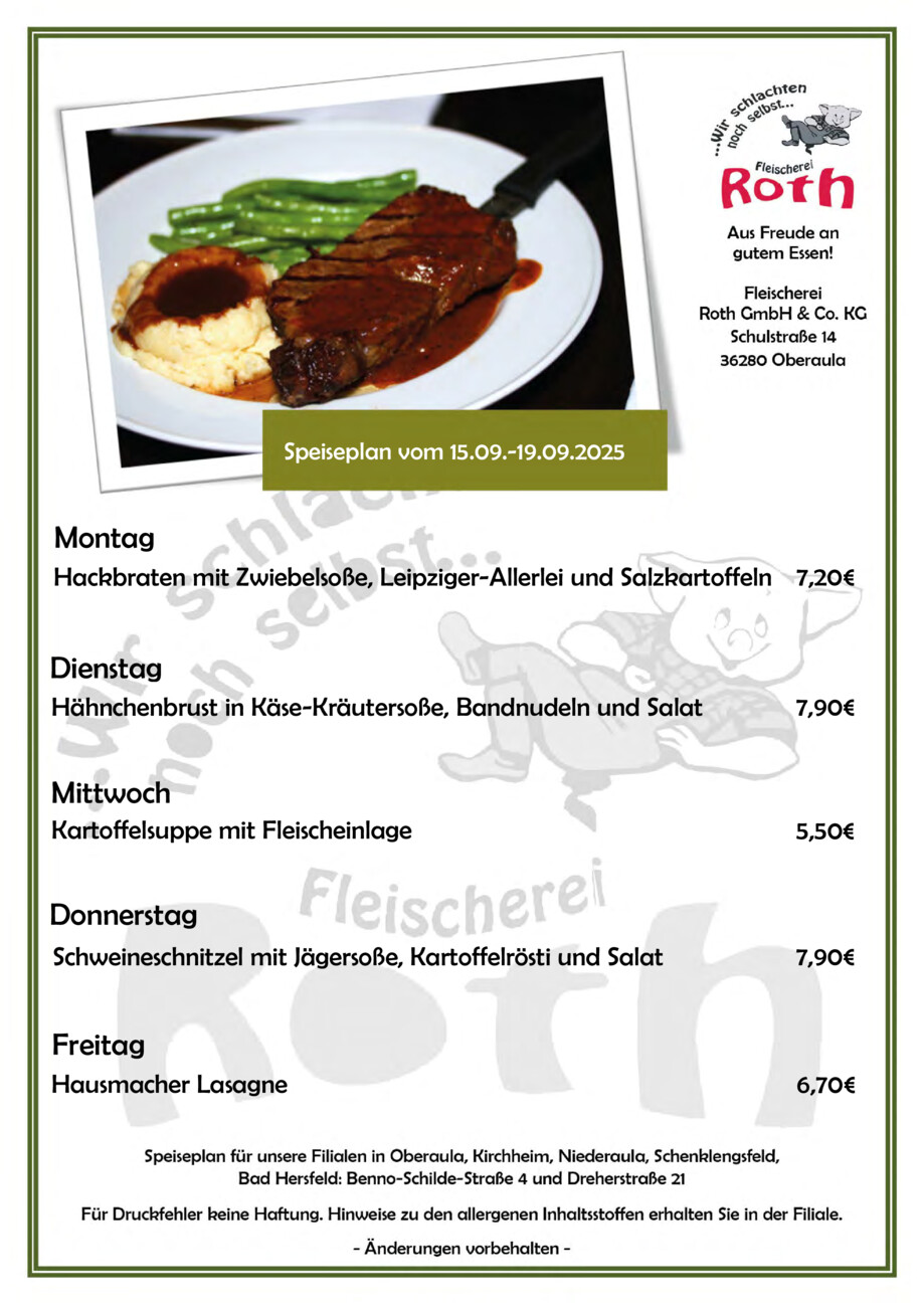 Roth Mittagstisch 38-25 vom Montag, 15.09.2025