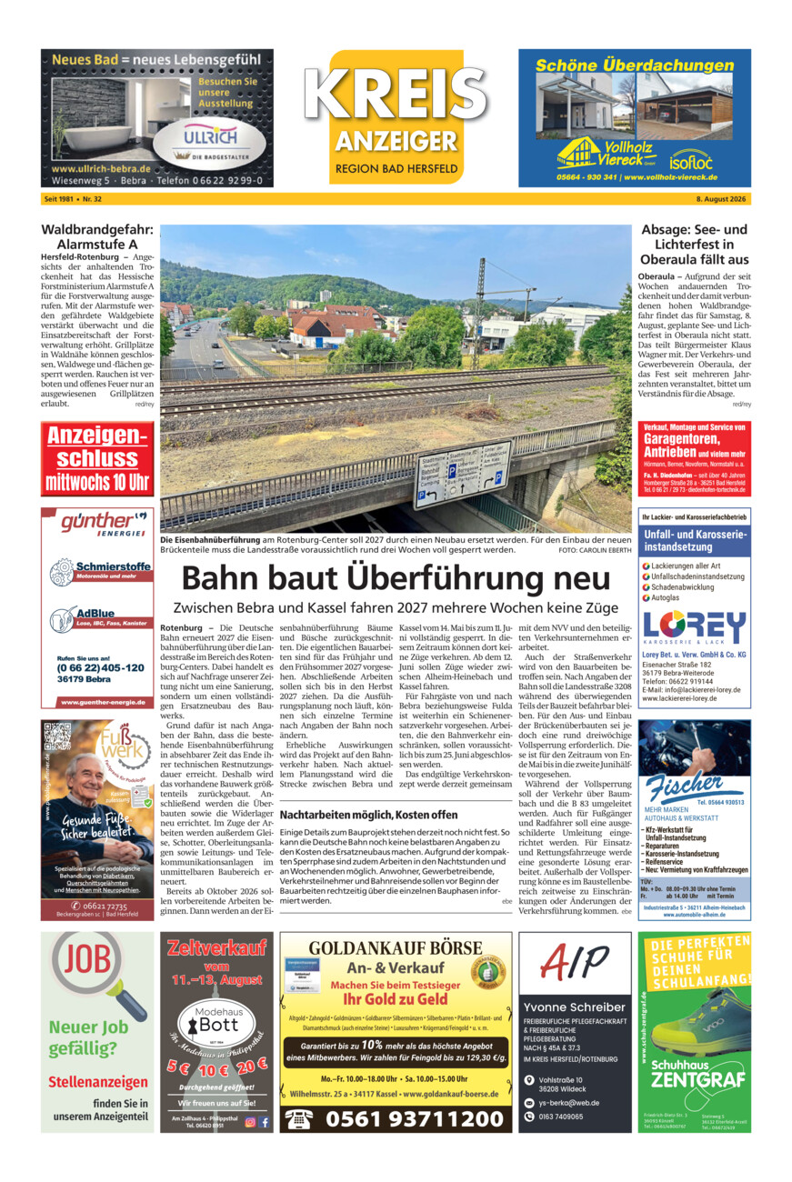 Kreisanzeiger 32-26 vom Samstag, 08.08.2026