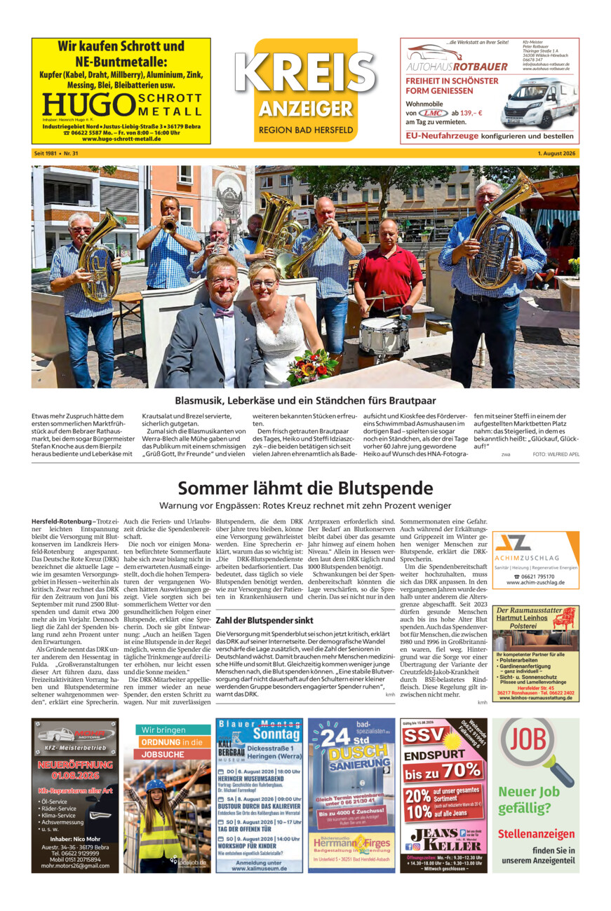 Kreisanzeiger 31-26 vom Samstag, 01.08.2026