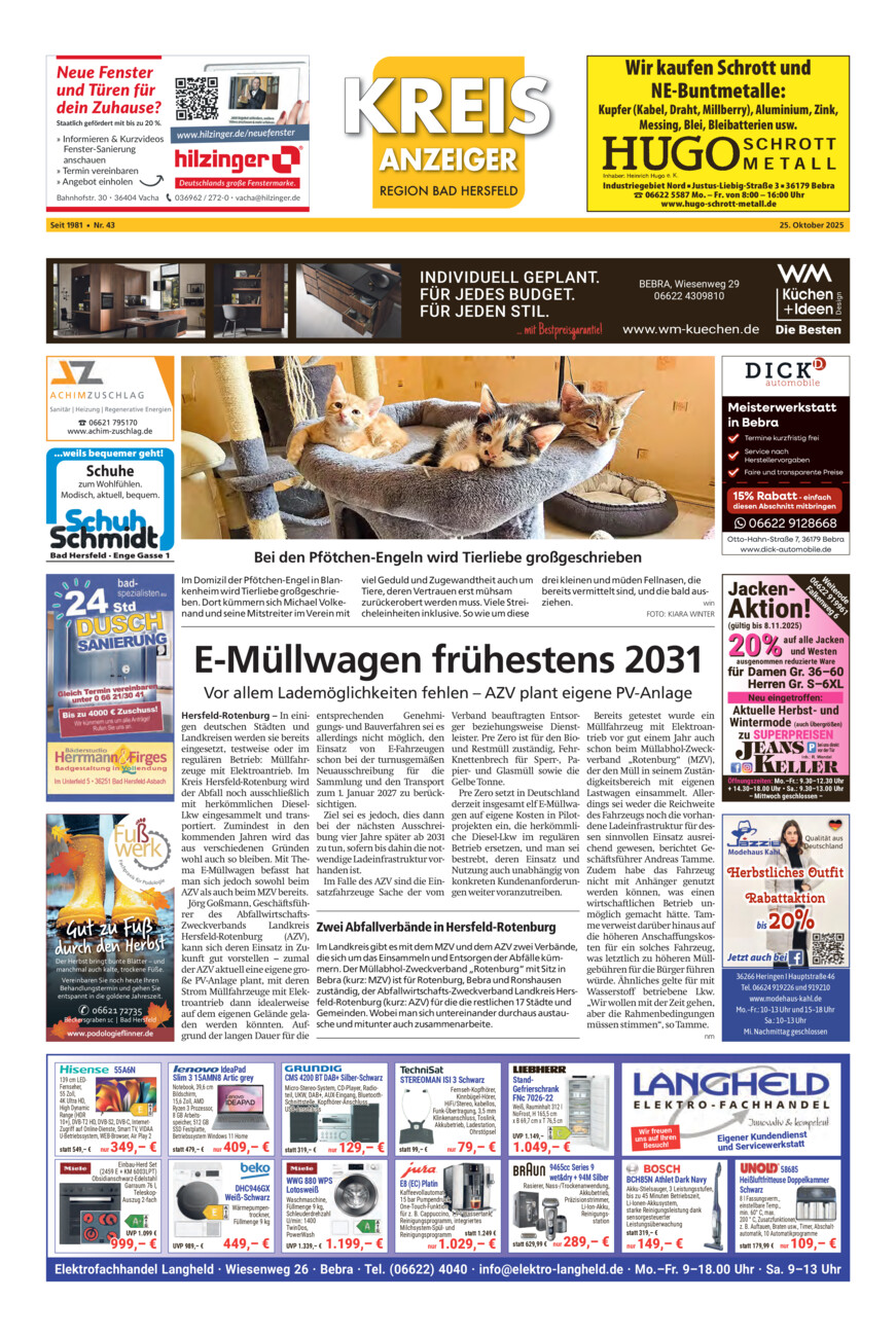 Kreisanzeiger 43-25 vom Samstag, 25.10.2025