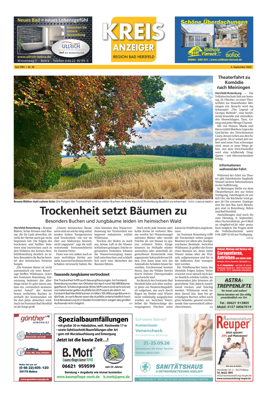 Kreisanzeiger 36-26 vom Samstag, 05.09.2026