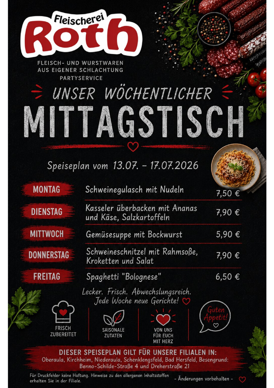 Roths Mittagstisch 29-26 vom Montag, 13.07.2026
