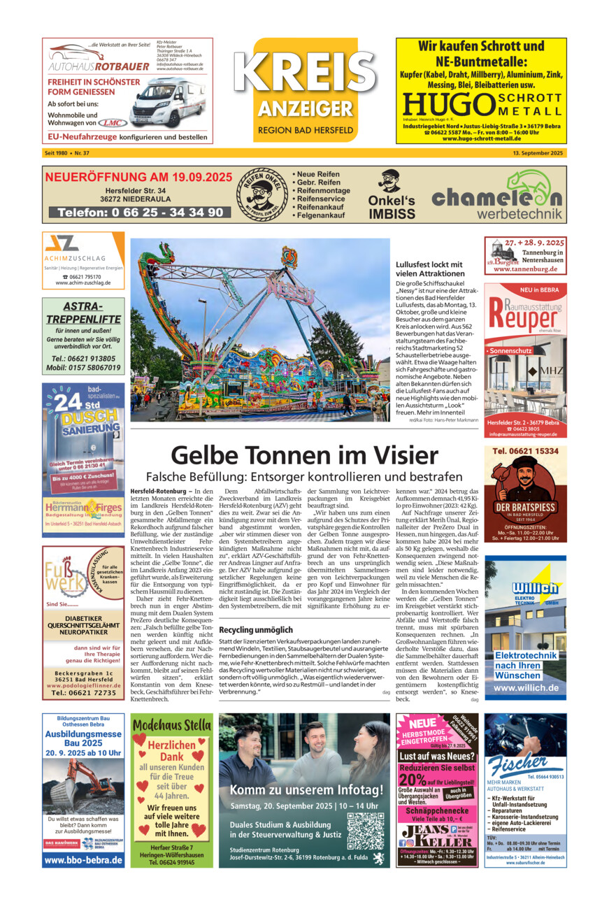 Kreisanzeiger 37-25 vom Samstag, 13.09.2025