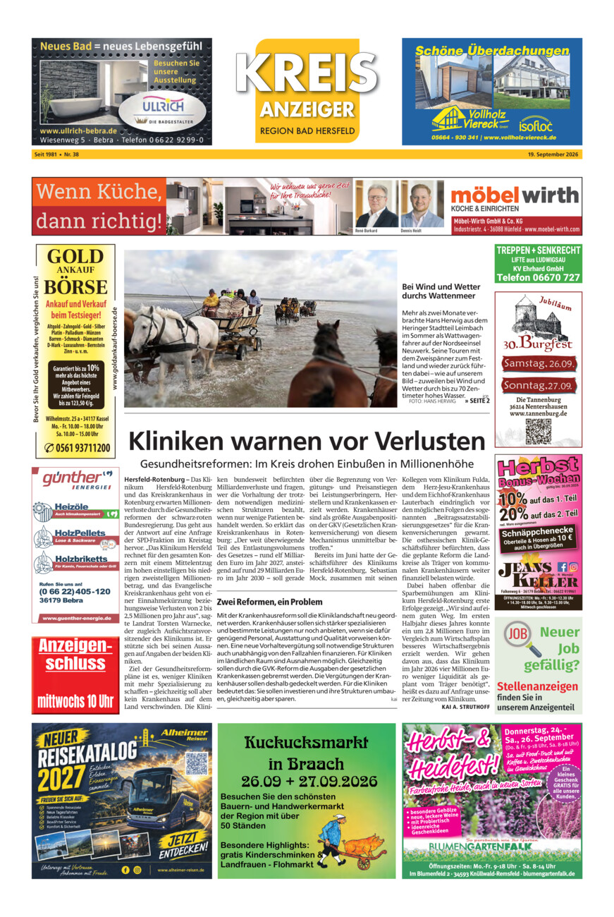 Kreisanzeiger 38-26 vom Samstag, 19.09.2026