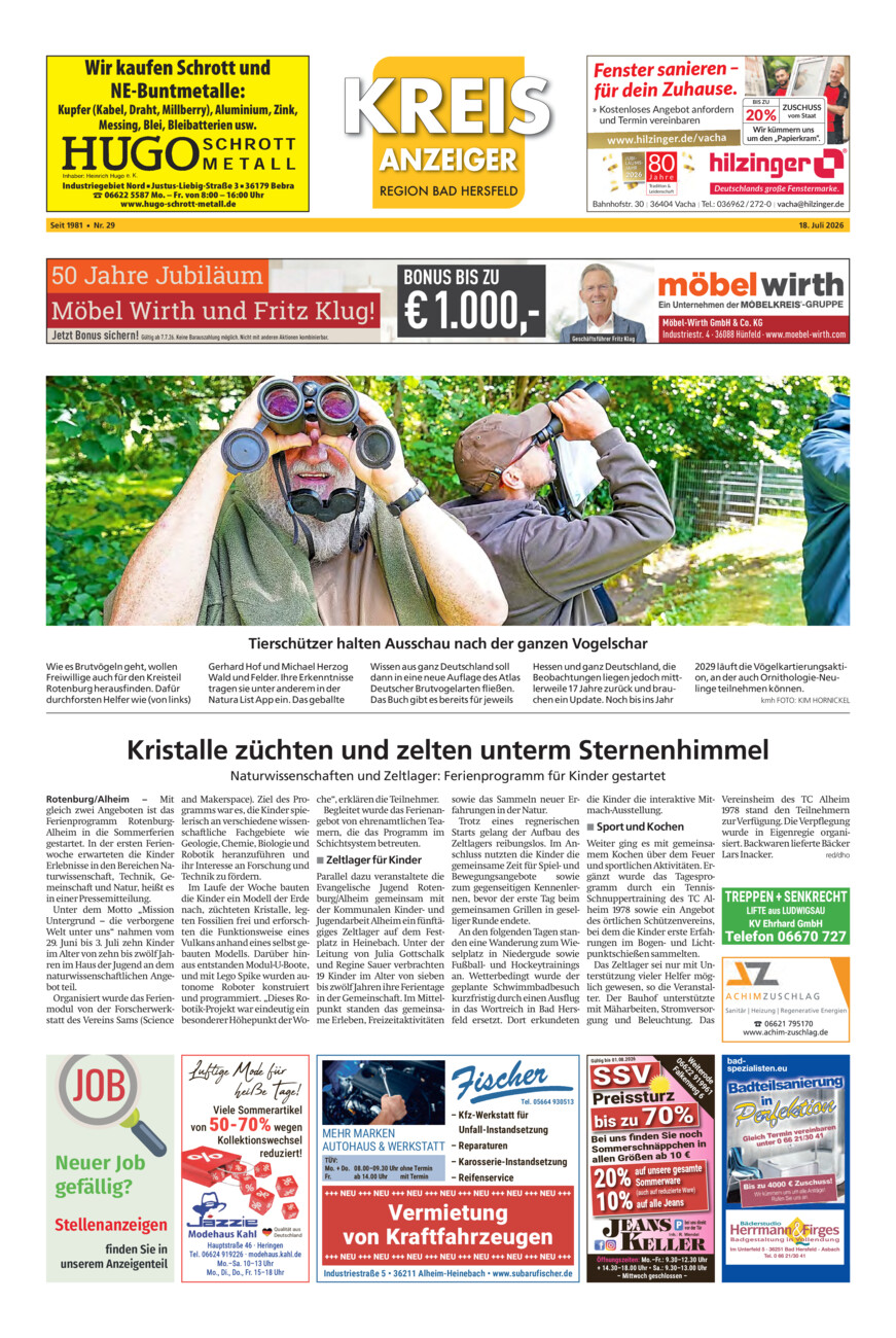 Kreisanzeiger 29-26 vom Samstag, 18.07.2026