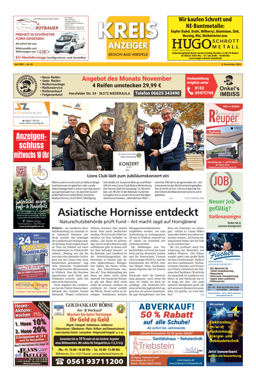 Kreisanzeiger 45-25 vom Samstag, 08.11.2025