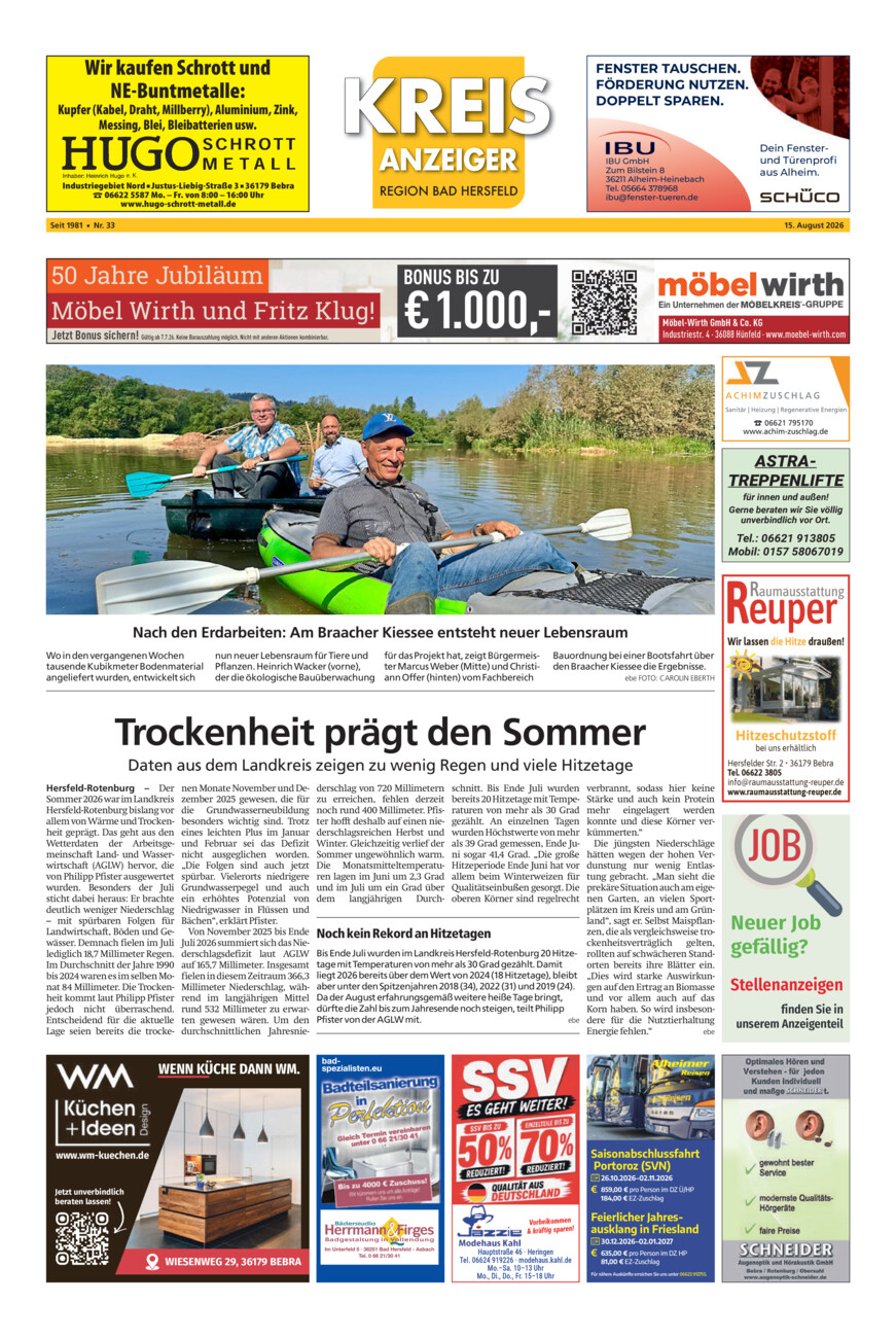 Kreisanzeiger 33-26 vom Samstag, 15.08.2026