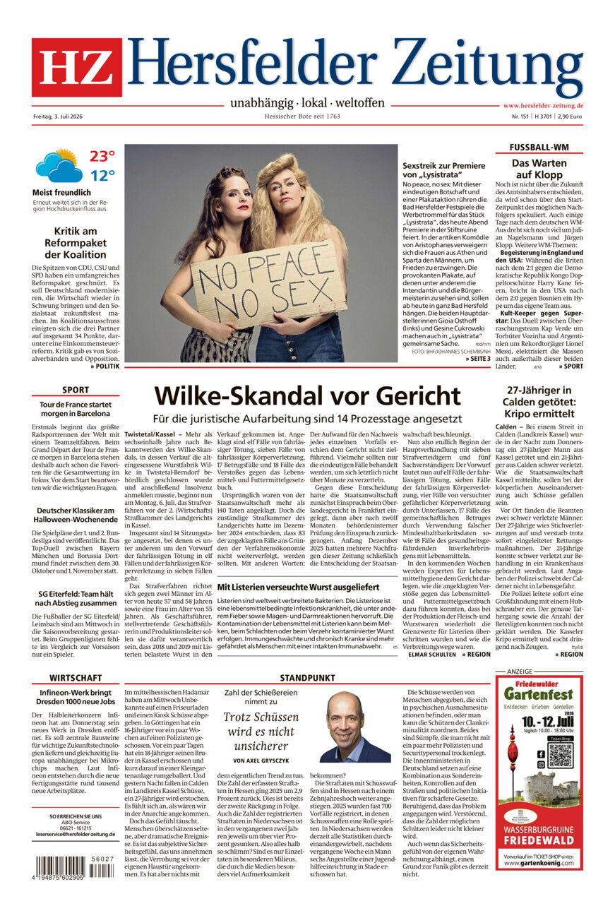 Hersfelder Zeitung vom Freitag, 03.07.2026