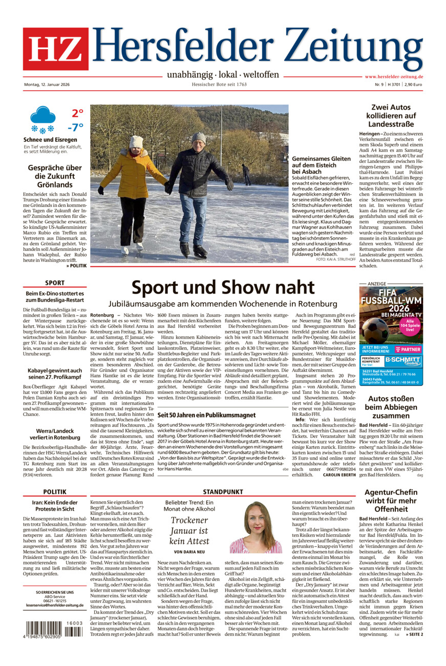 Hersfelder Zeitung vom Montag, 12.01.2026