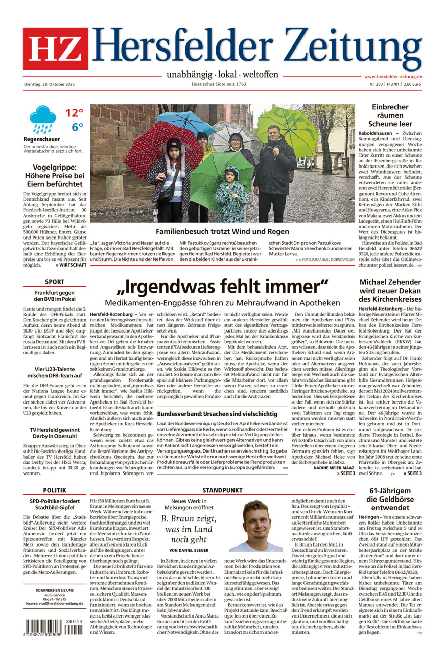 Hersfelder Zeitung vom Dienstag, 28.10.2025
