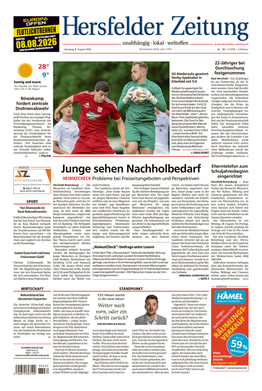 Hersfelder Zeitung vom Samstag, 08.08.2026