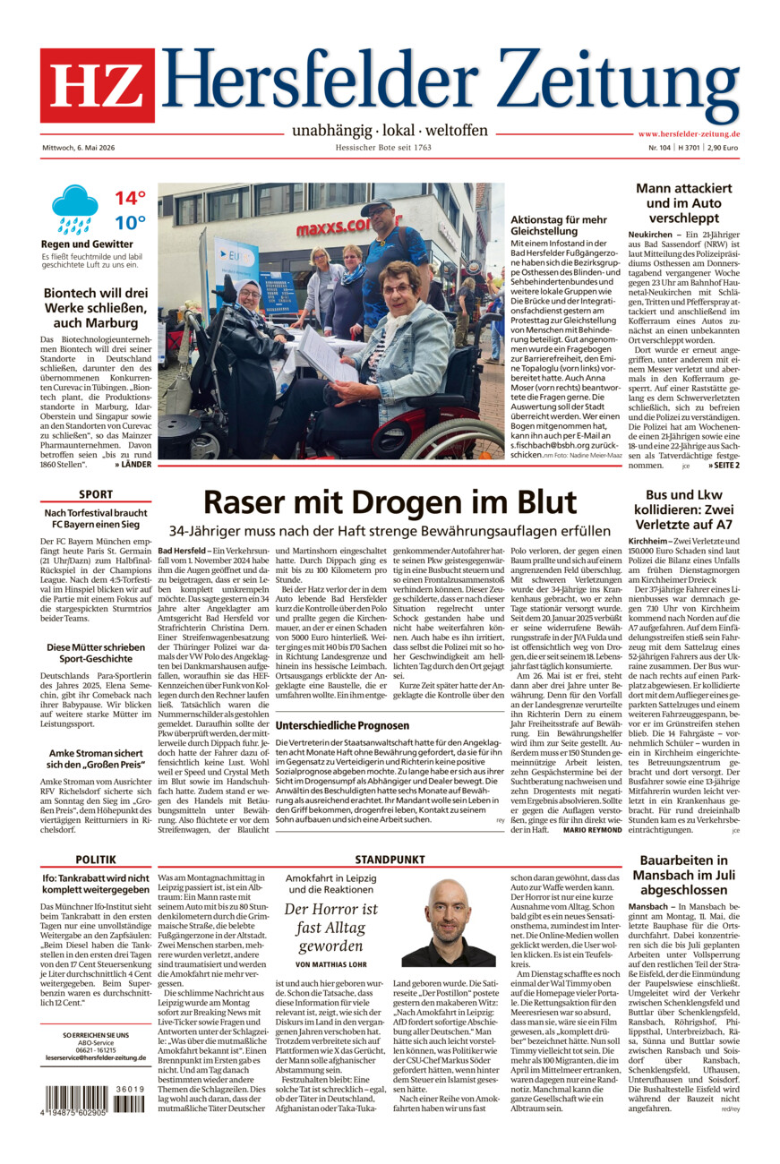 Hersfelder Zeitung vom Mittwoch, 06.05.2026