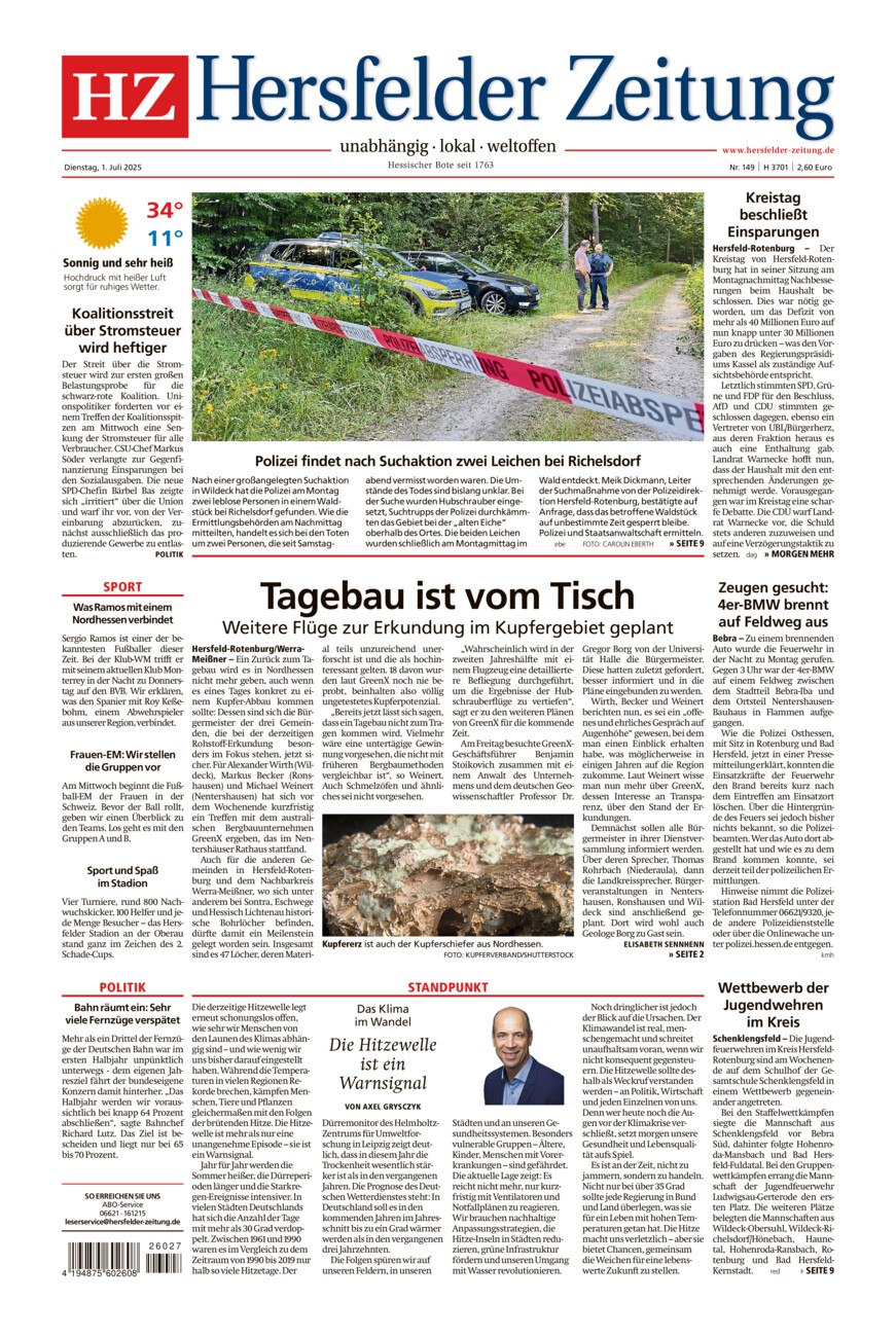 Hersfelder Zeitung vom Dienstag, 01.07.2025