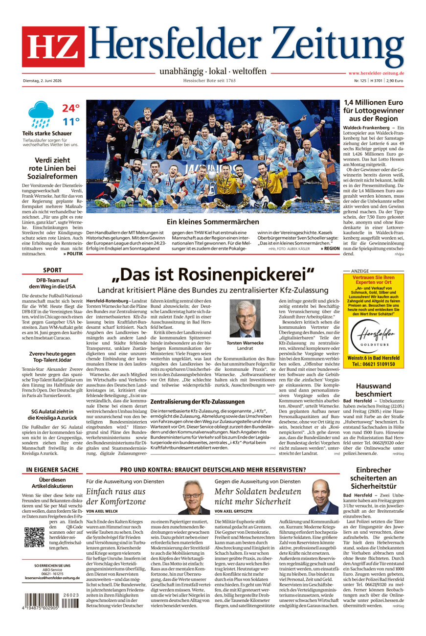 Hersfelder Zeitung vom Dienstag, 02.06.2026