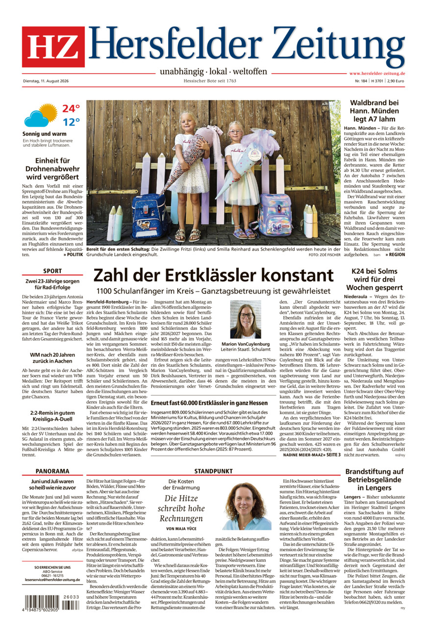 Hersfelder Zeitung vom Dienstag, 11.08.2026