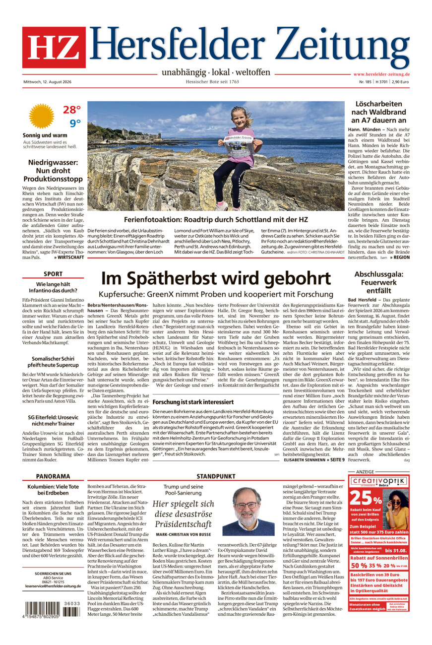 Hersfelder Zeitung vom Mittwoch, 12.08.2026