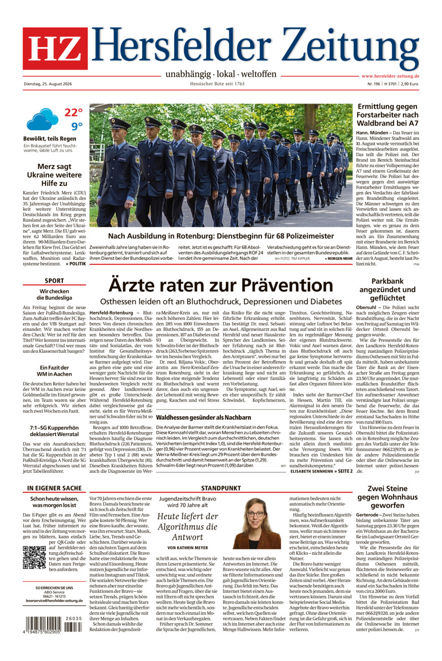 Hersfelder Zeitung vom Dienstag, 25.08.2026
