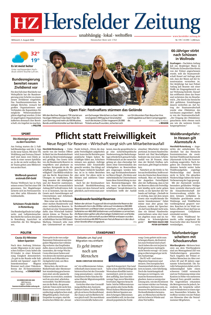 Hersfelder Zeitung vom Mittwoch, 05.08.2026