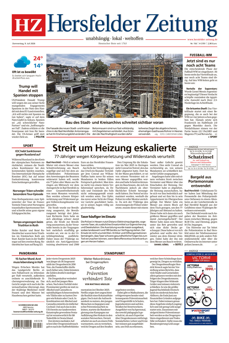 Hersfelder Zeitung vom Donnerstag, 09.07.2026