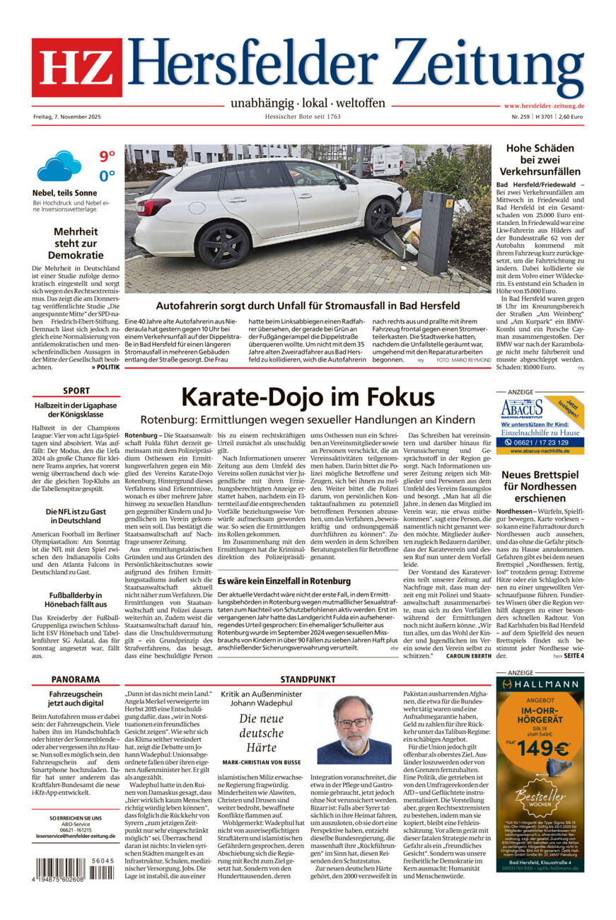 Hersfelder Zeitung vom Freitag, 07.11.2025