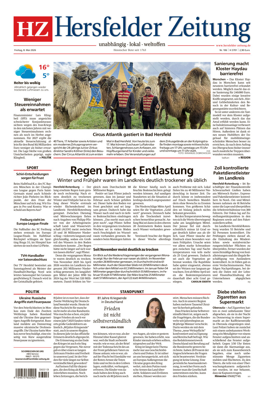 Hersfelder Zeitung vom Freitag, 08.05.2026