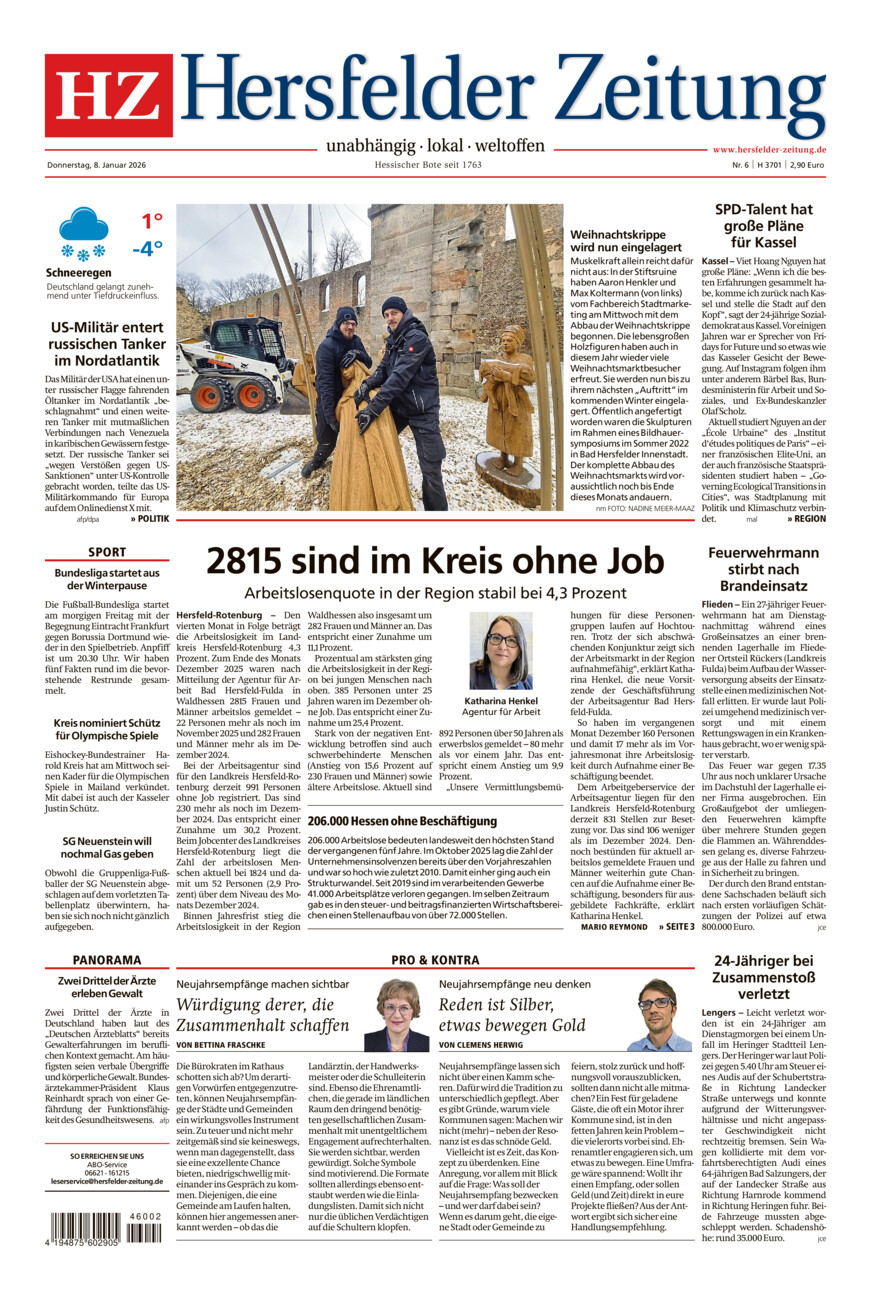 Hersfelder Zeitung vom Donnerstag, 08.01.2026
