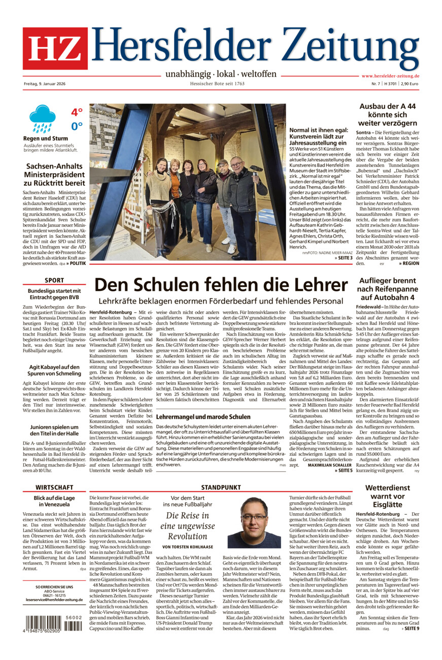 Hersfelder Zeitung vom Freitag, 09.01.2026