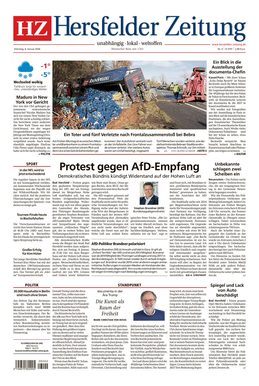 Hersfelder Zeitung vom Dienstag, 06.01.2026
