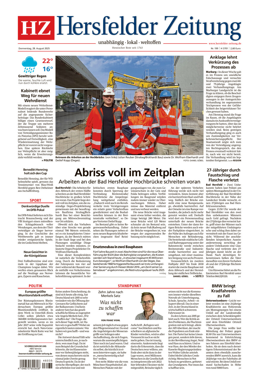 Hersfelder Zeitung vom Donnerstag, 28.08.2025