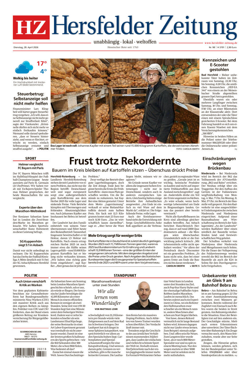 Hersfelder Zeitung vom Dienstag, 28.04.2026