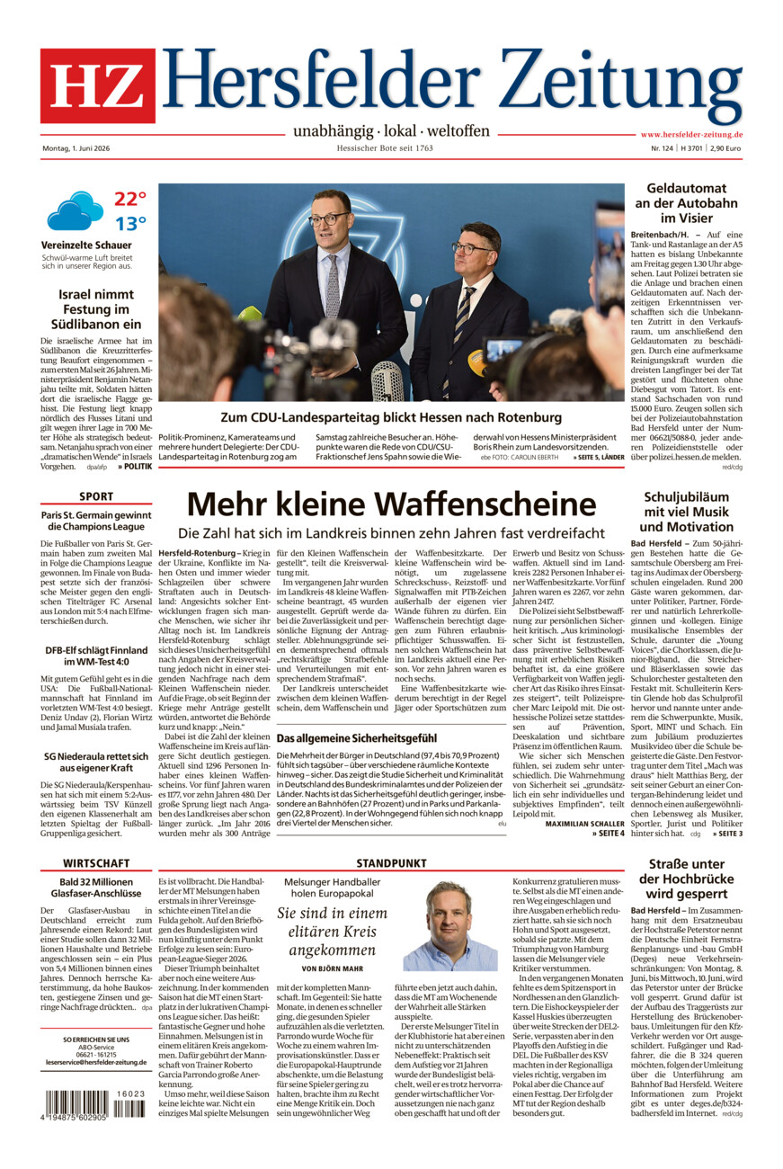 Hersfelder Zeitung vom Montag, 01.06.2026
