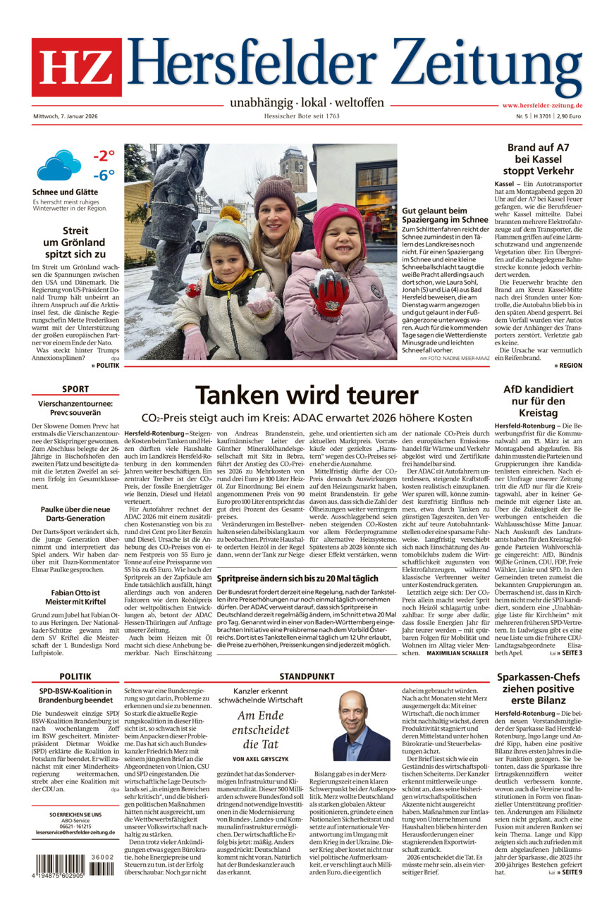 Hersfelder Zeitung vom Mittwoch, 07.01.2026