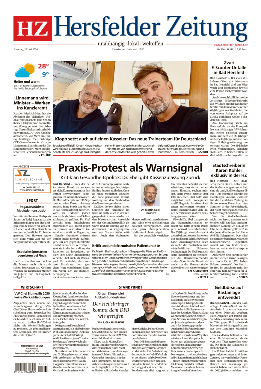 Hersfelder Zeitung vom Samstag, 25.07.2026