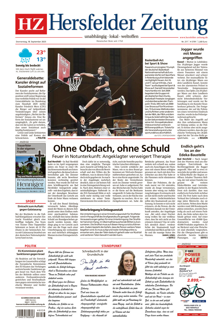Hersfelder Zeitung vom Donnerstag, 18.09.2025