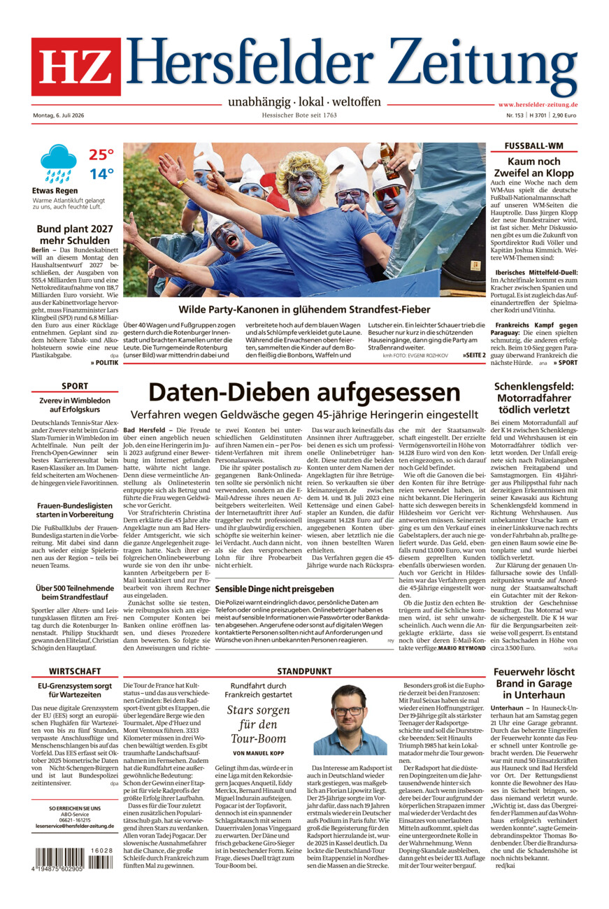 Hersfelder Zeitung vom Montag, 06.07.2026