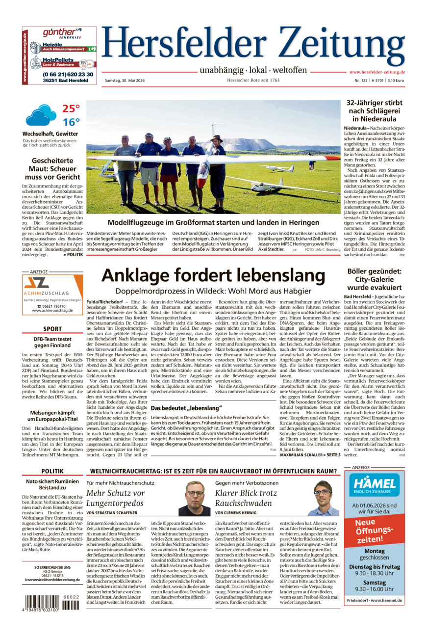 Hersfelder Zeitung vom Samstag, 30.05.2026