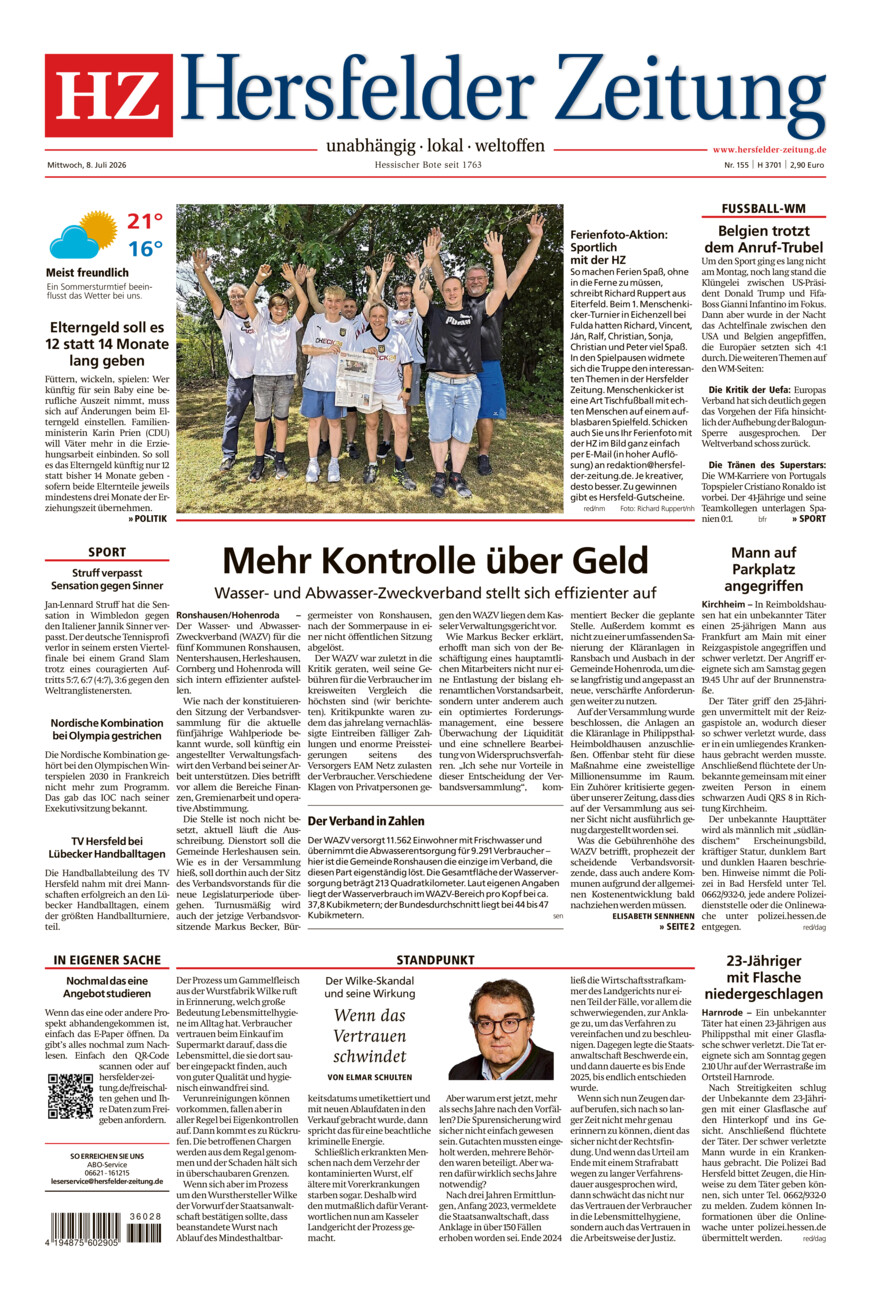 Hersfelder Zeitung vom Mittwoch, 08.07.2026