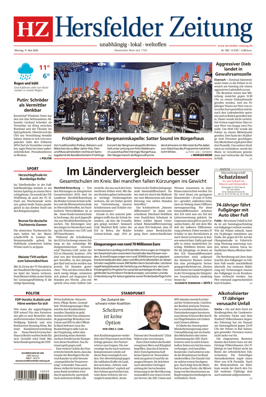 Hersfelder Zeitung vom Montag, 11.05.2026