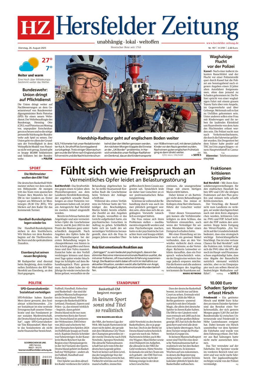 Hersfelder Zeitung vom Dienstag, 26.08.2025