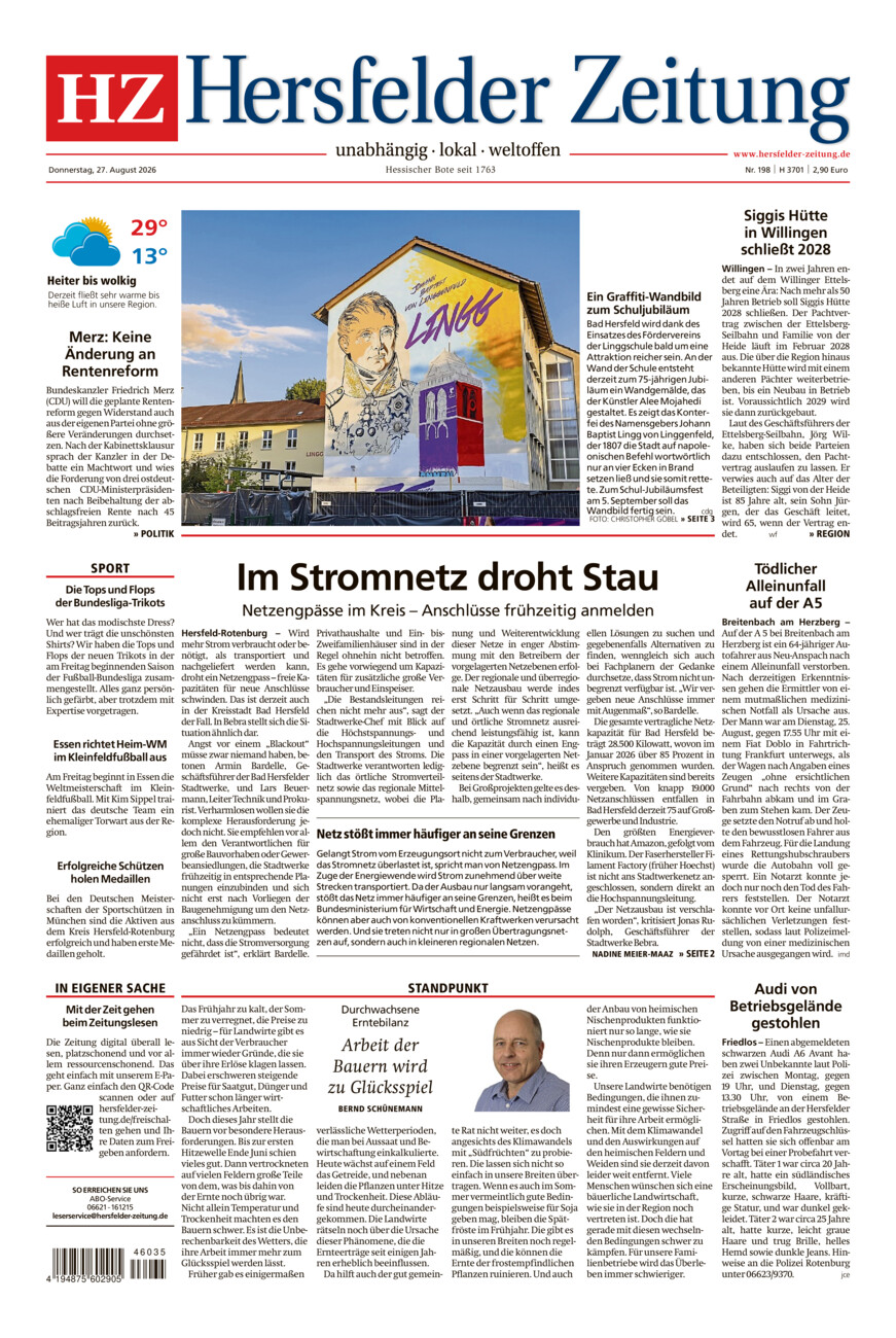 Hersfelder Zeitung vom Donnerstag, 27.08.2026
