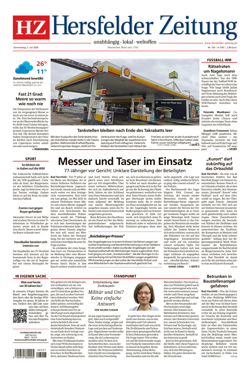 Hersfelder Zeitung vom Donnerstag, 02.07.2026