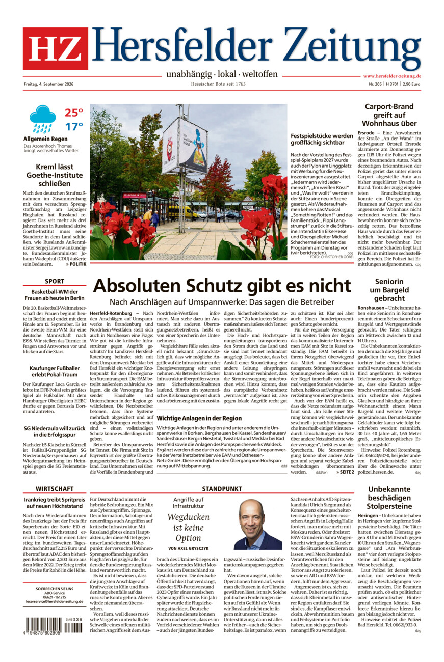Hersfelder Zeitung vom Freitag, 04.09.2026