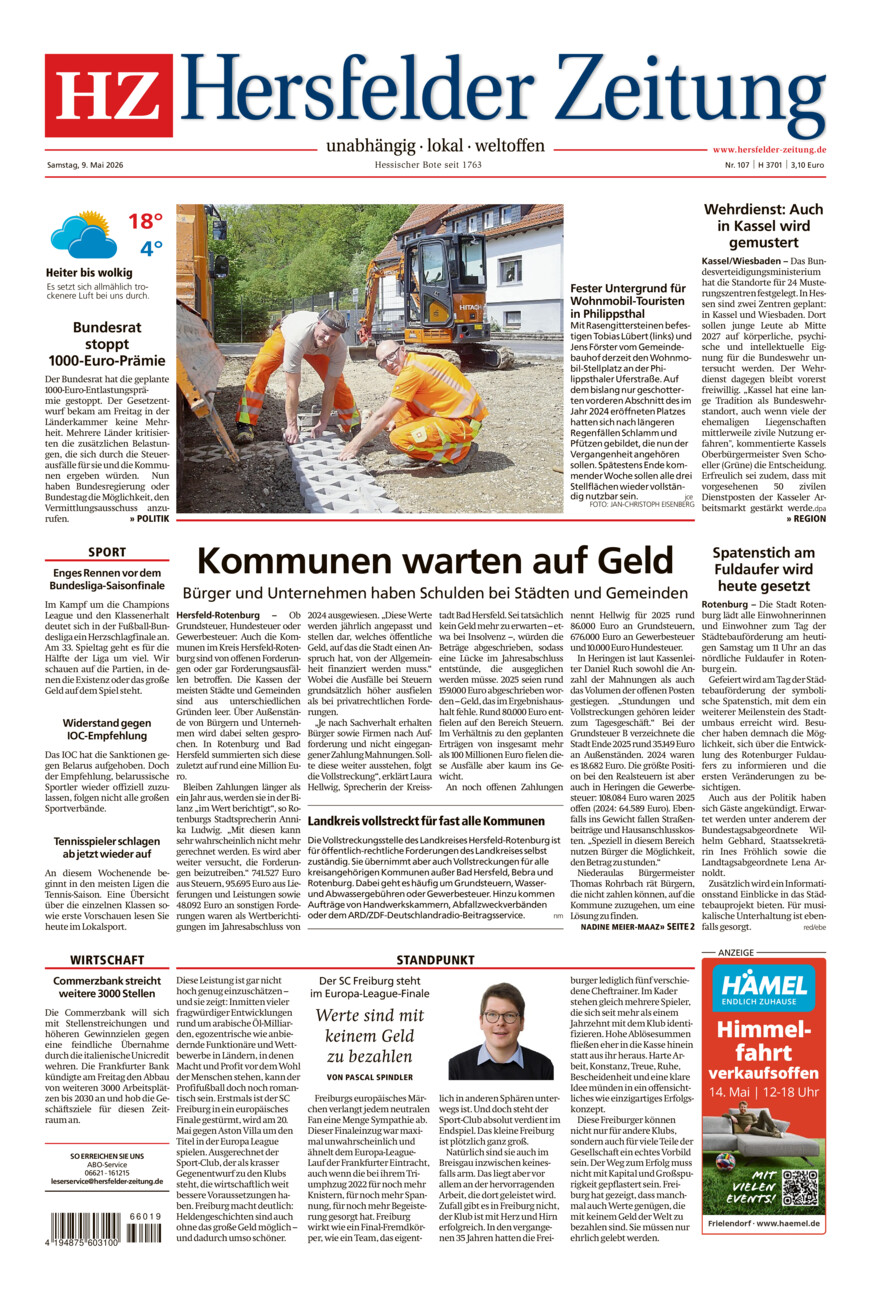 Hersfelder Zeitung vom Samstag, 09.05.2026