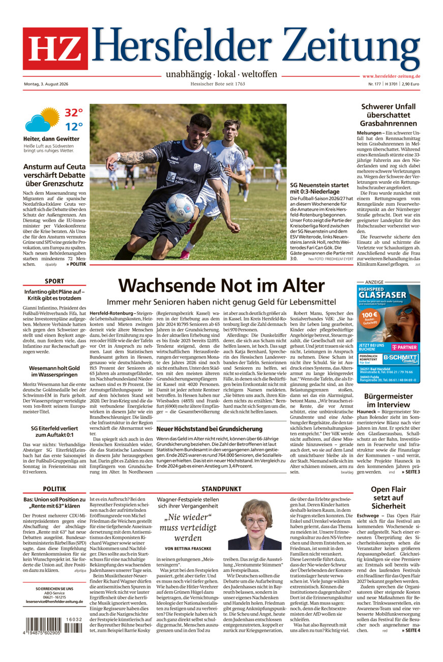 Hersfelder Zeitung vom Montag, 03.08.2026