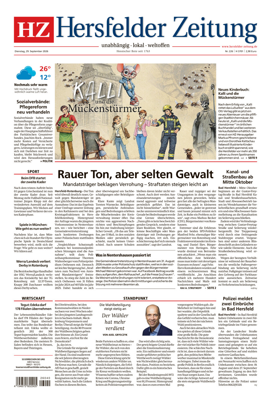 Hersfelder Zeitung vom Dienstag, 29.09.2026