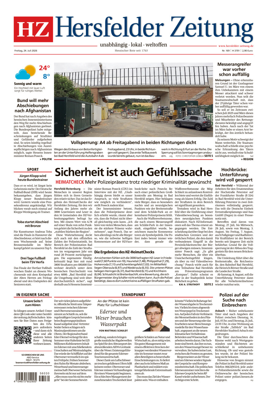 Hersfelder Zeitung vom Freitag, 24.07.2026