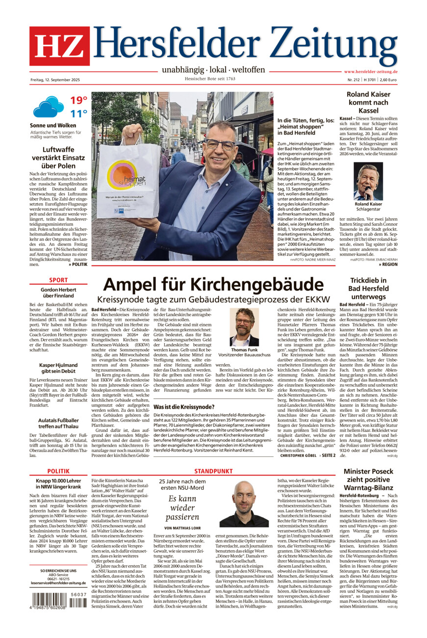 Hersfelder Zeitung vom Freitag, 12.09.2025