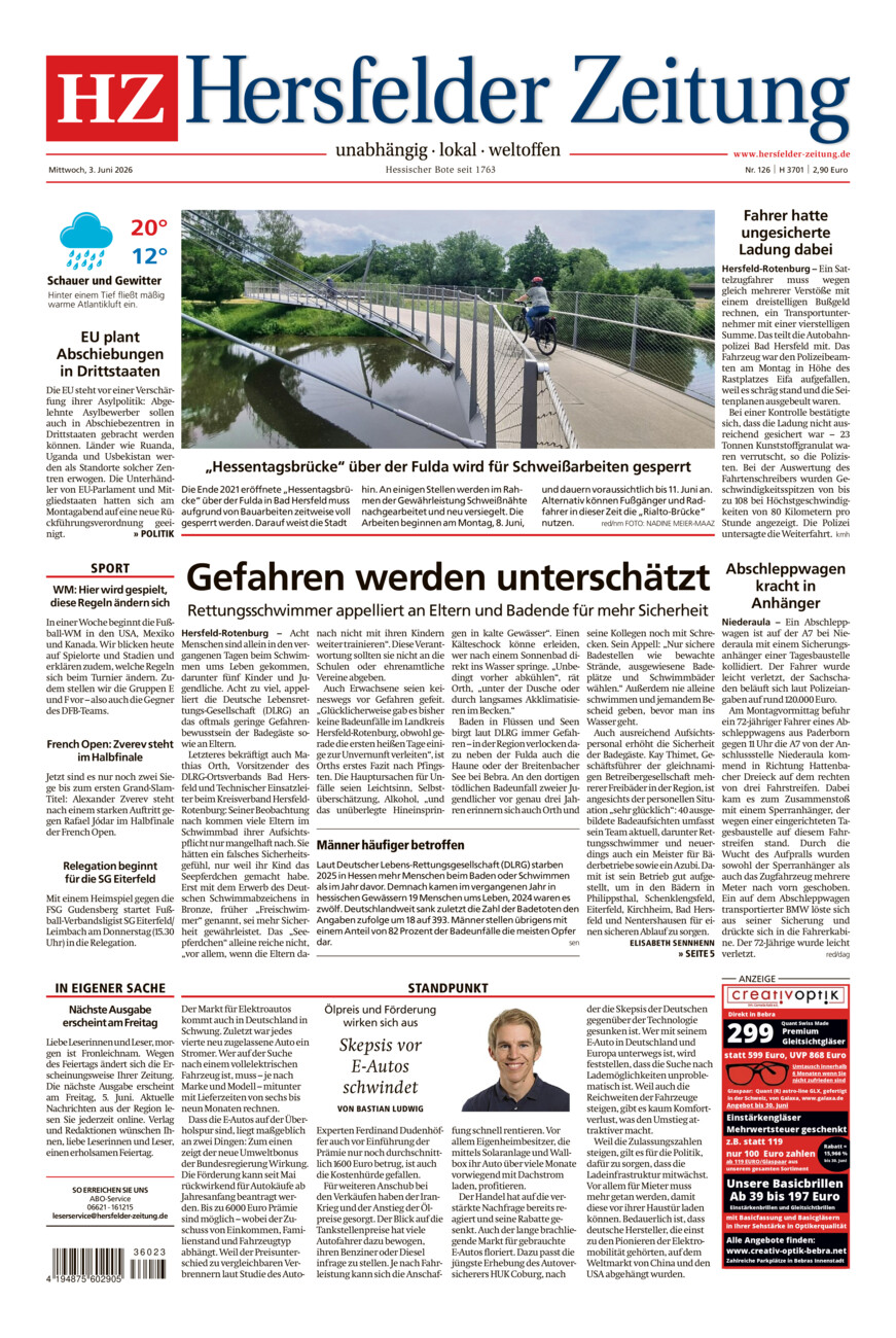 Hersfelder Zeitung vom Mittwoch, 03.06.2026